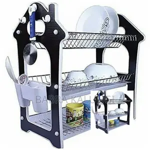 3tier Dish Draining Rack_ Black