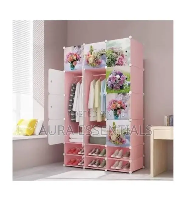Generic Portable 4- Colums Plastic Wardrobe
