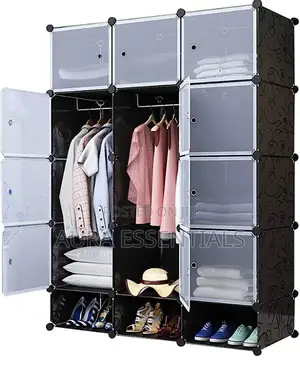 3 Colums Plastic Wardrobe With Shoe Rack