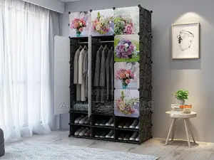 3 Colums Plastic Wardrobe With Shoe Rack