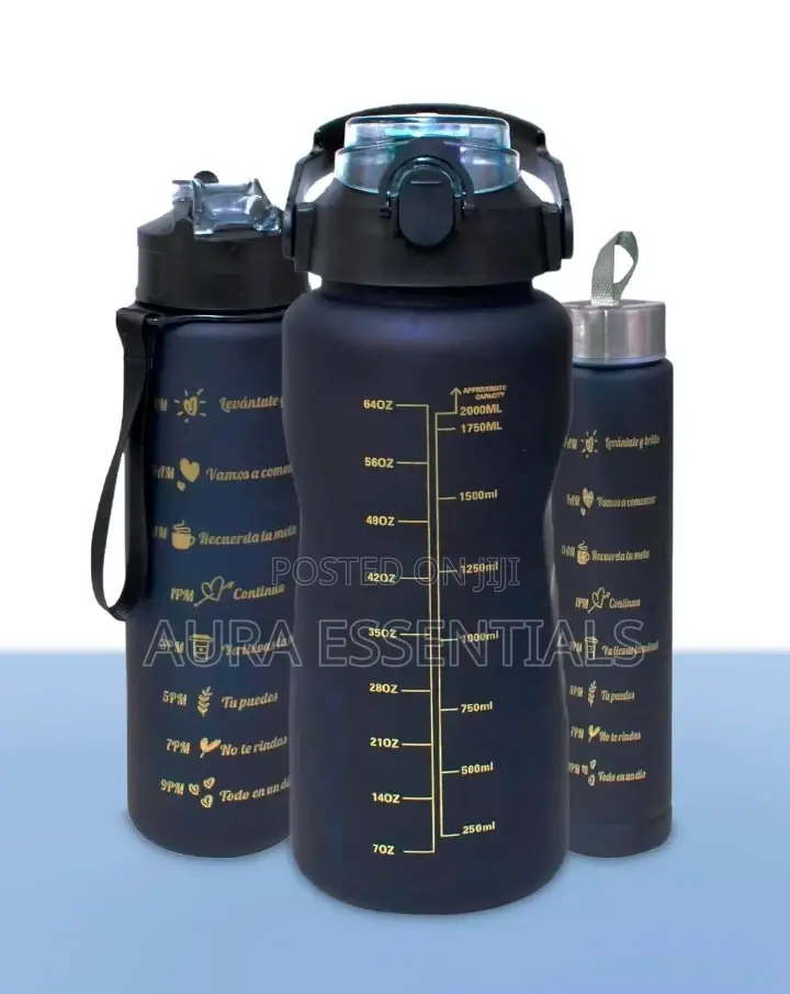 A Set of 3 Black Water Bottles