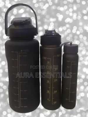 A Set of 3 Black Water Bottles