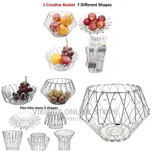 Fruit 7in1 Adjustable Fruit Basket Storage Organizer,Silver