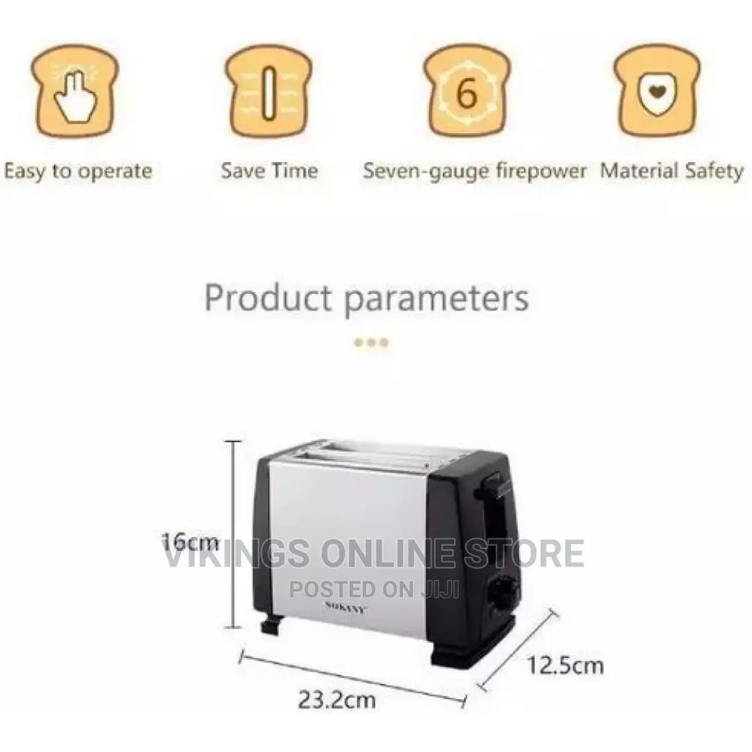 Sokany 2 Slice Bread Toaster – Silver