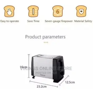 Sokany 2 Slice Bread Toaster – Silver