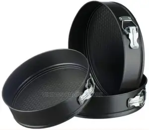 3 Pieces of Round Baking Cake Mould Pans Trays- Black