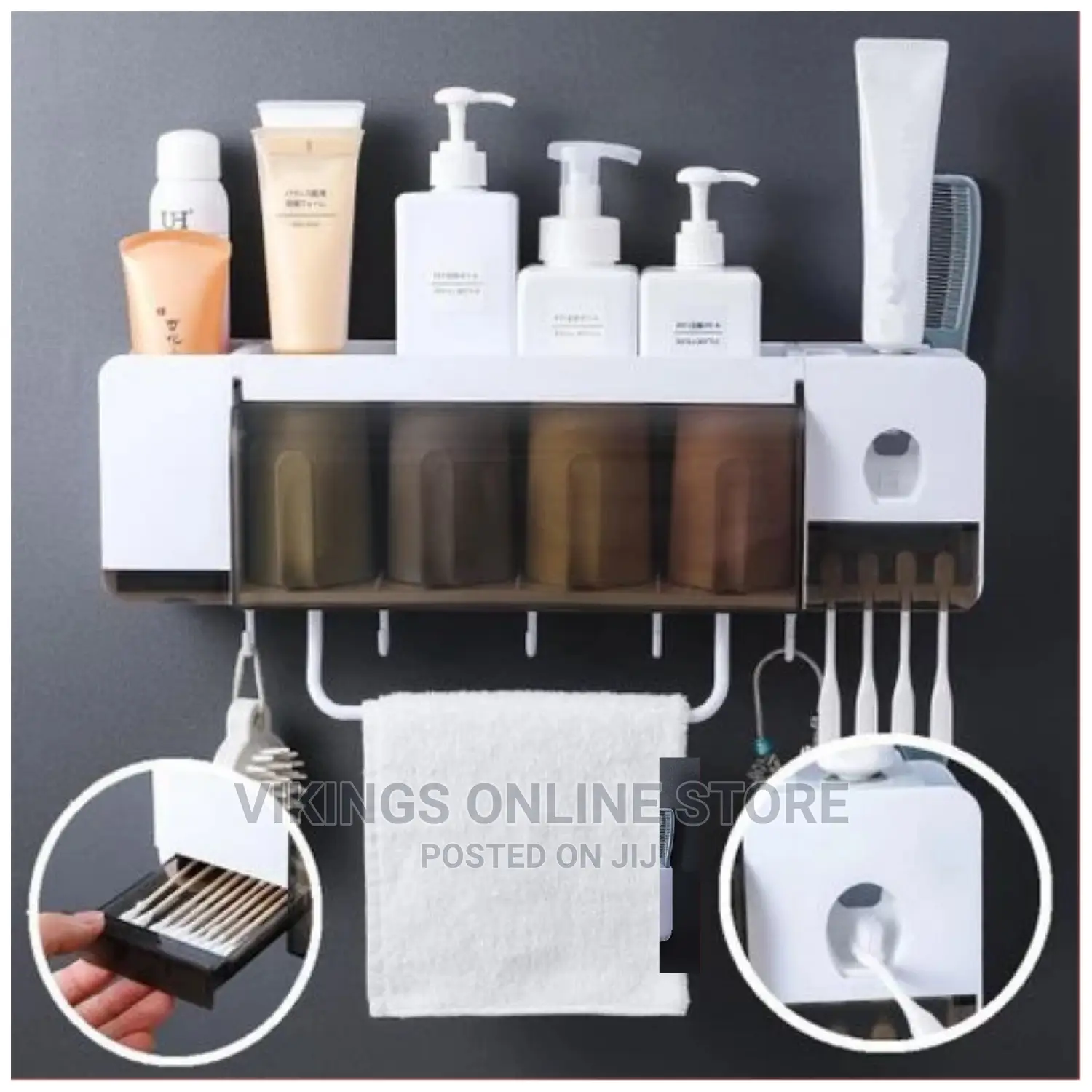 4 Cup Wall-Mounted Toothpaste Dispenser,Toothbrush Organizer