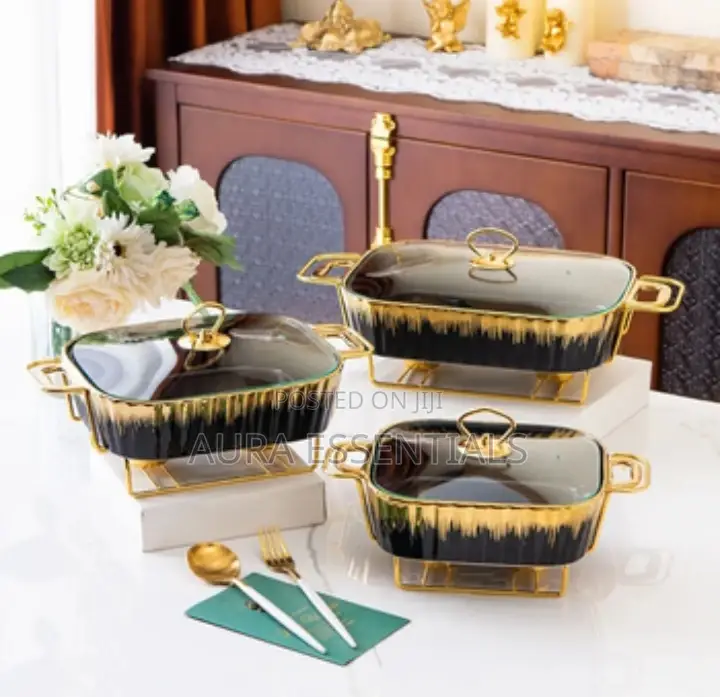 3pcs Ceramic Chafing Dishes