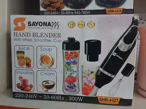 Sayona Hand Blender With Whisk, Smoothie and Cup.
