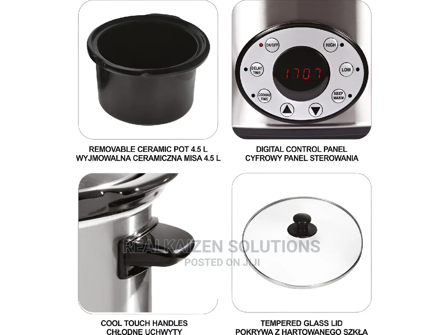 Poland LUND 4.5L Stainless Slow Cooker With Digital Timer
