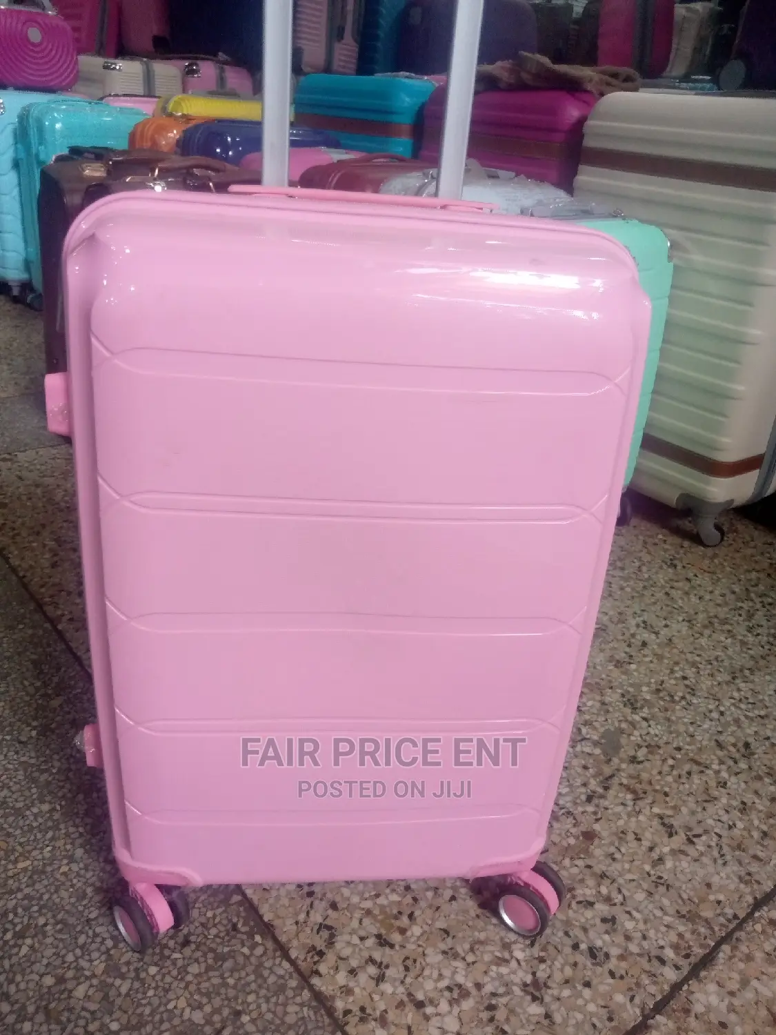 Original Rubber Plastic Traveling Suitcases.Meduim.( Pink)