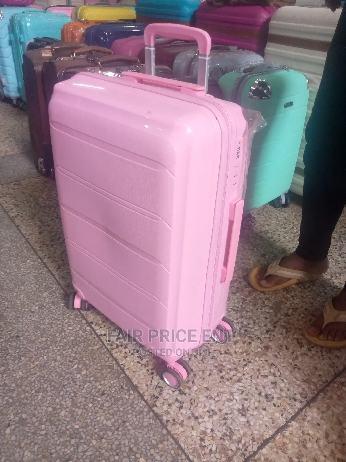 Original Rubber Plastic Traveling Suitcases.Meduim.( Pink)