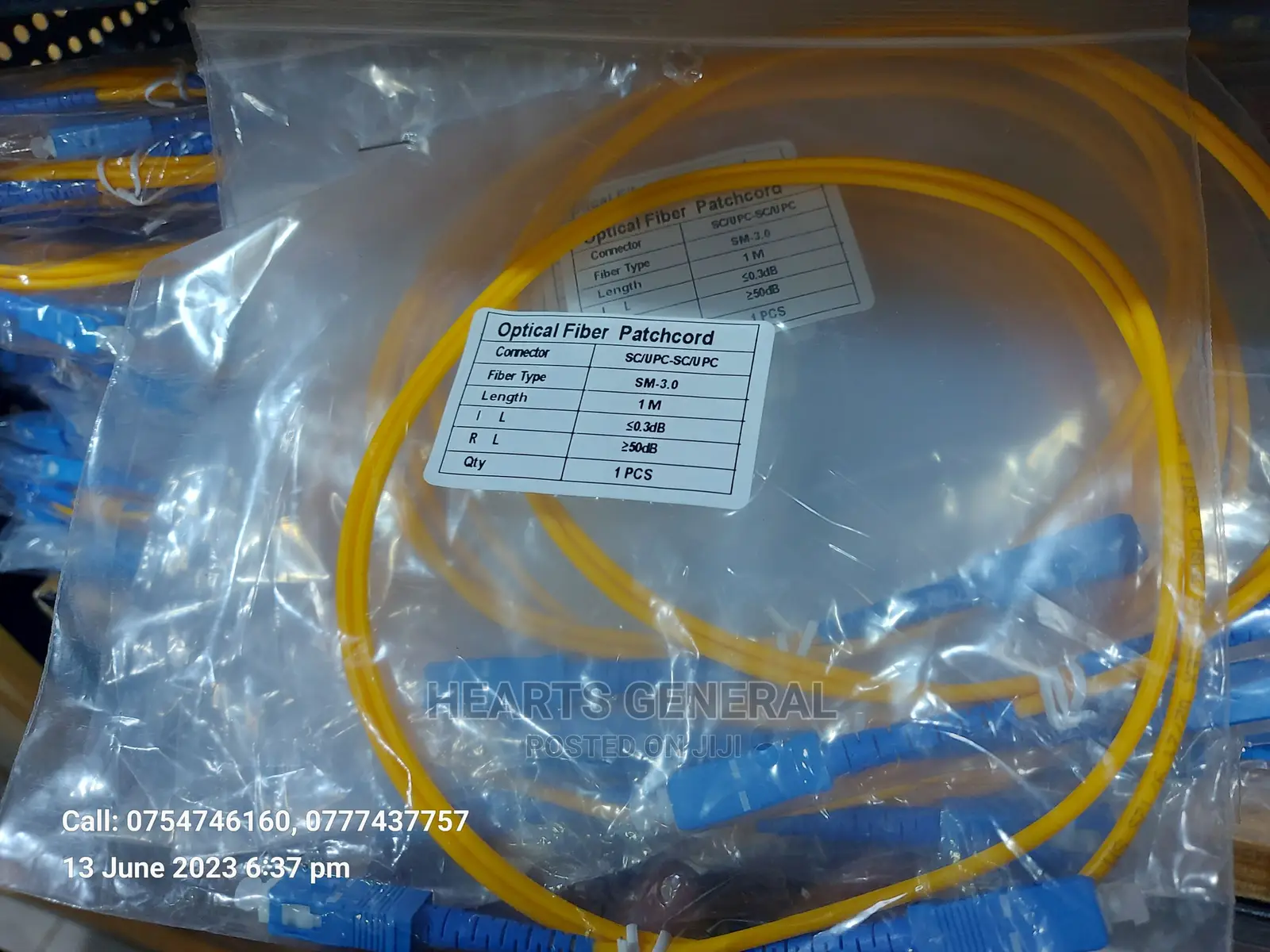 Fiber Patch Cord SC To SC, Simplex Single-mode (1m Length)