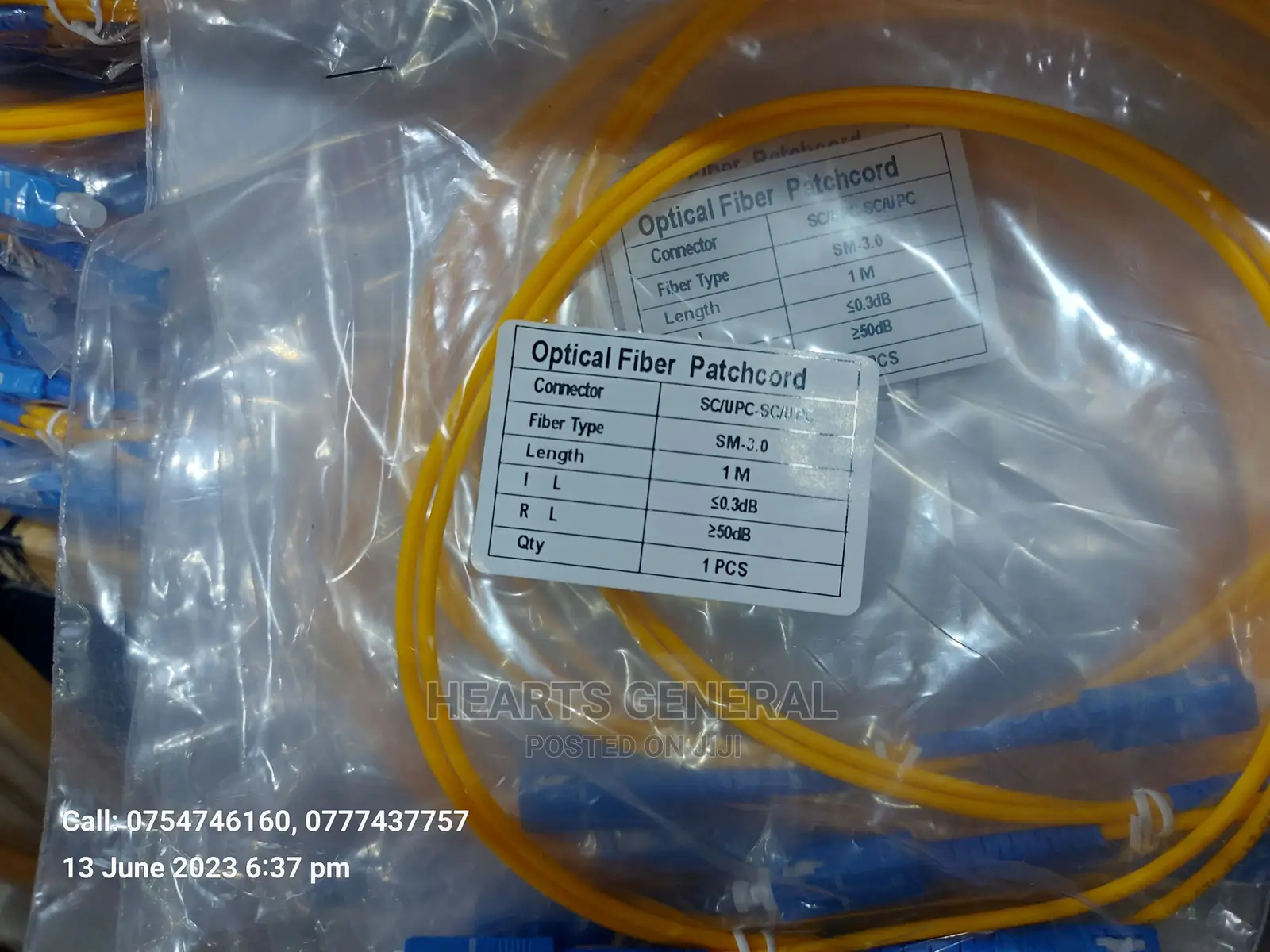 Fiber Patch Cord SC To SC, Simplex Single-mode (1m Length)