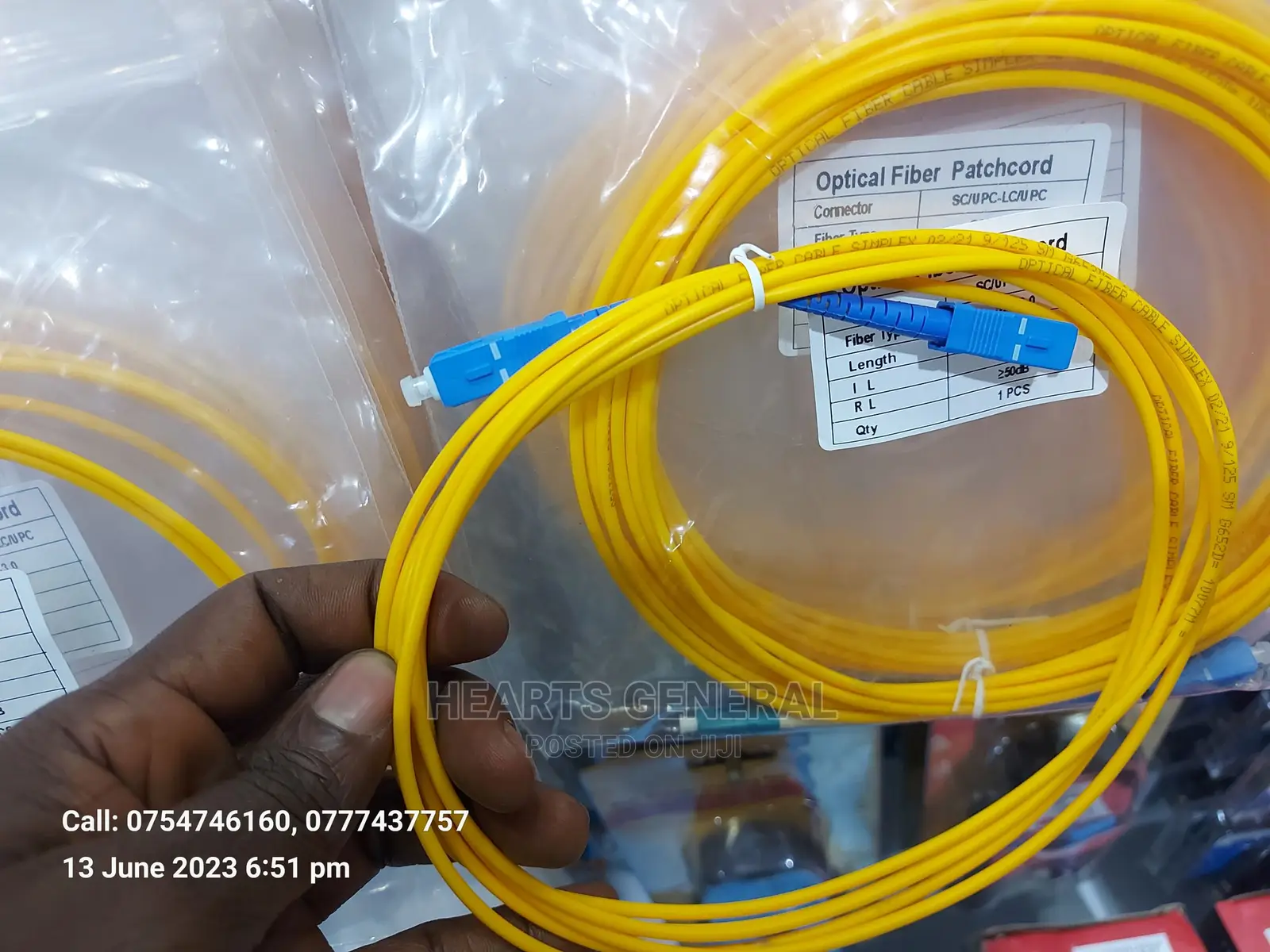Fiber Patch Cord SC To SC, Simplex Single-mode (1m Length)