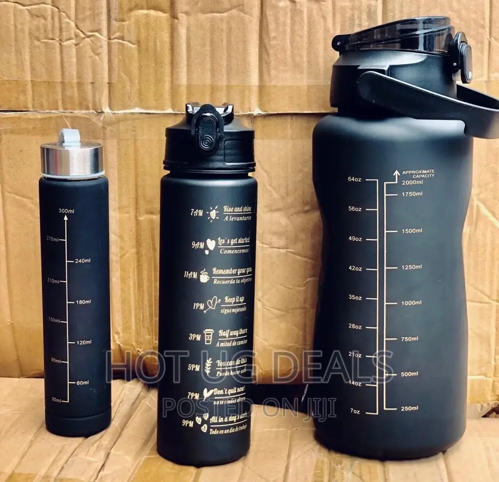 3pcs Of Water Bottles - Black