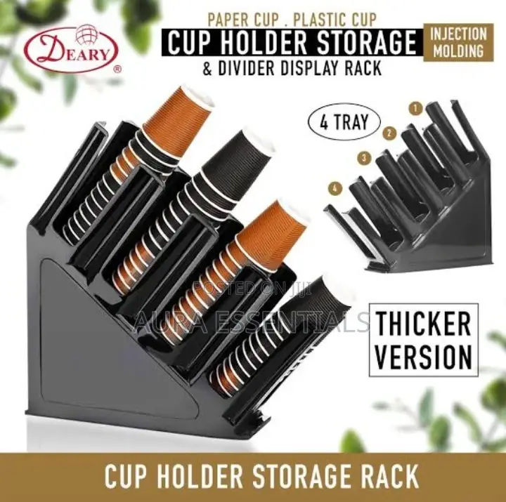 4 Compartments Plastic Cup Holder Rack