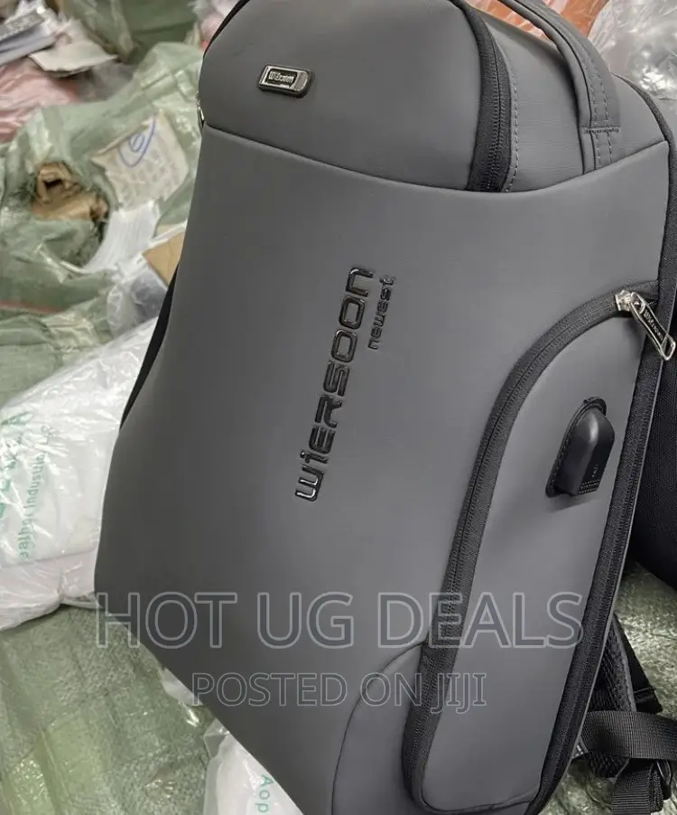 Wiersoon Fashion Men Backpacks With USB Charging Port- Grey