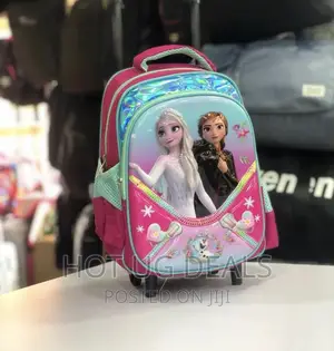 Kids Backpack Trolley Bag With 2 Wheel - Pink