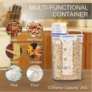 2 Litre Plastic Food Storage Rice Cereal Container Bin,White