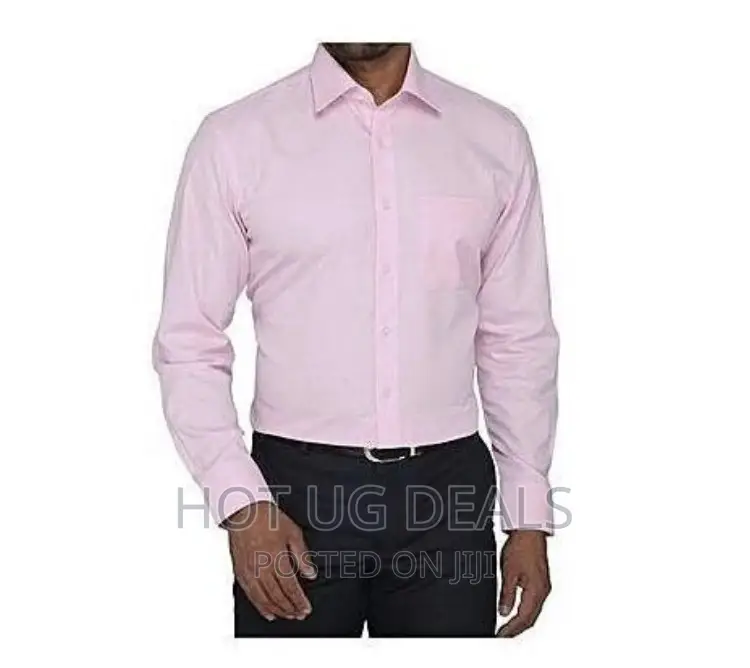 Men Cotton Light Pink Solid Full Sleeves Formal Shirt - Pink