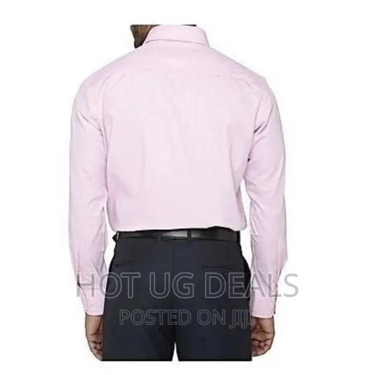 Men Cotton Light Pink Solid Full Sleeves Formal Shirt - Pink