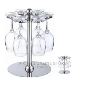 Countertop Rotating 6 Wine Glass Cup Holder Drying Rack