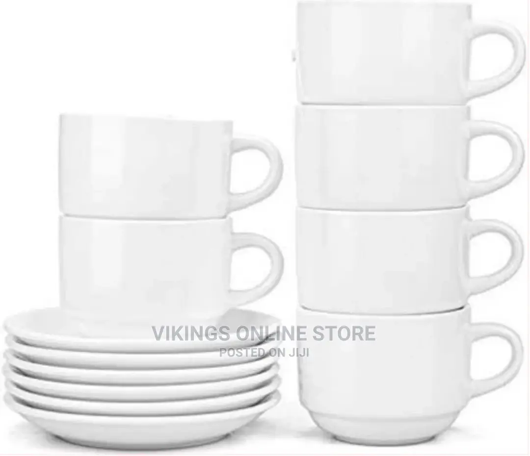 Restaurants and Office 6 Piece Cups and 6 Saucers – White
