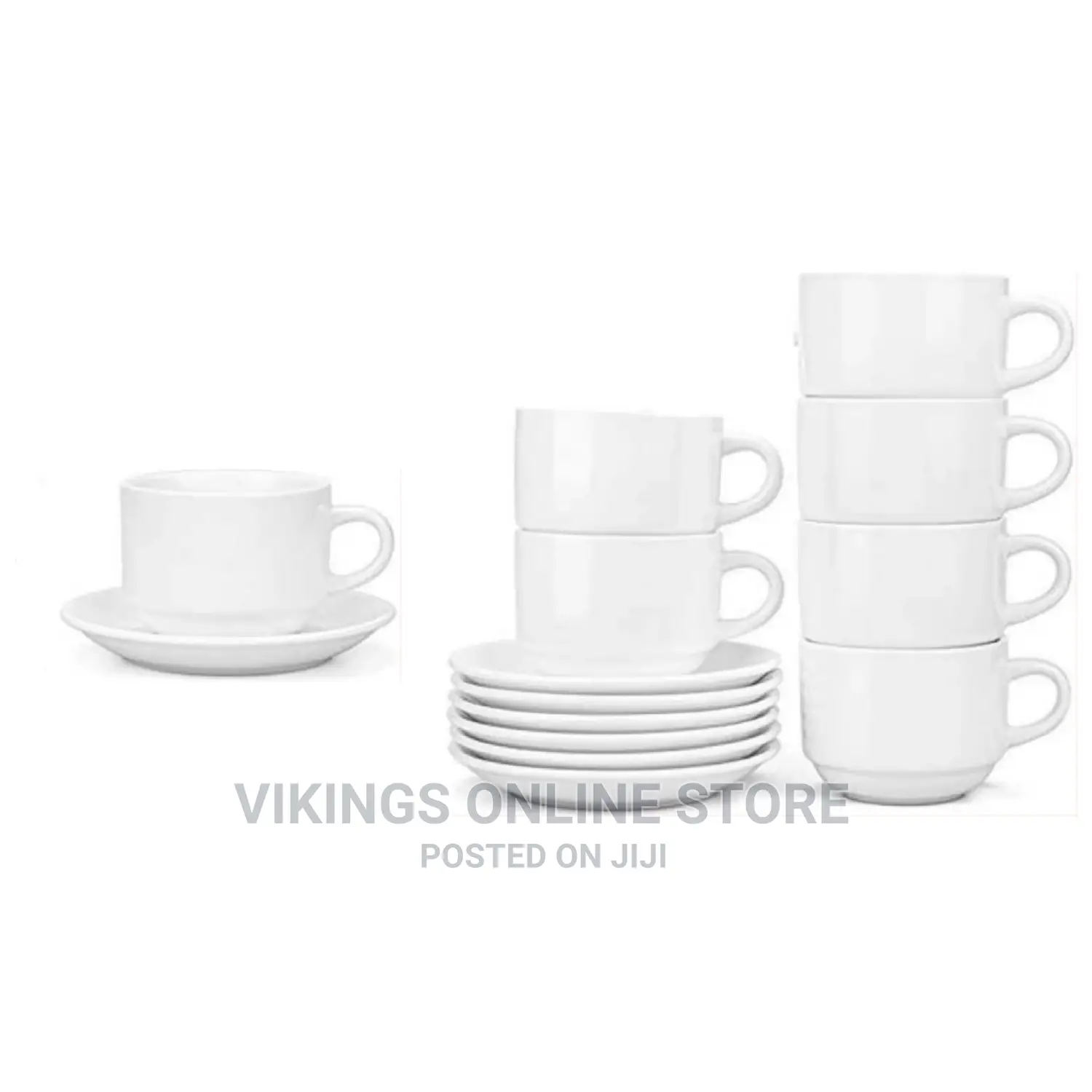 Restaurants and Office 6 Piece Cups and 6 Saucers – White