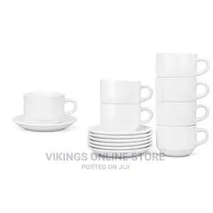 Restaurants and Office 6 Piece Cups and 6 Saucers – White