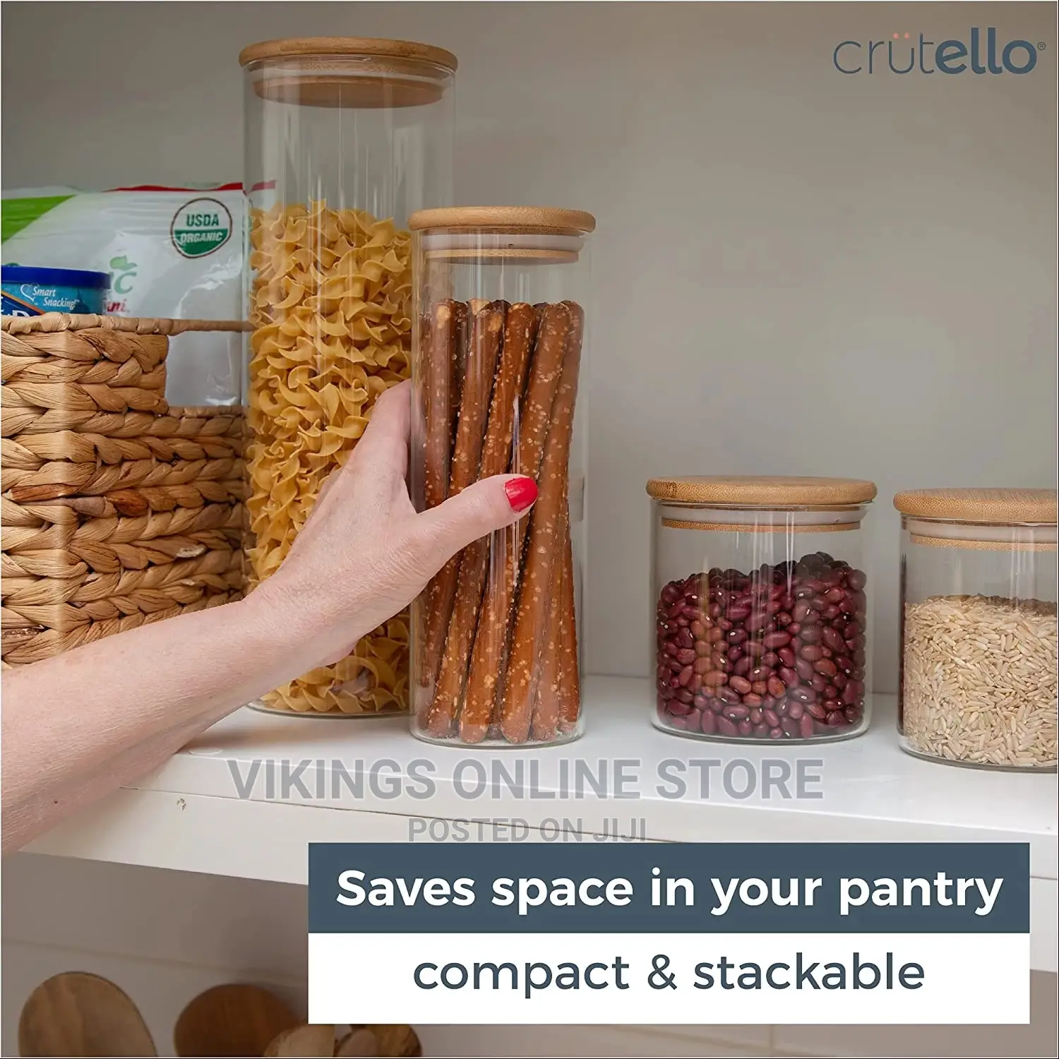Glass Food Storage Containers With Bamboo Lids, 4 Pack