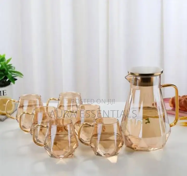 Diamond Design Tea Pot( 6 Glasses and 1 Tea Pot)