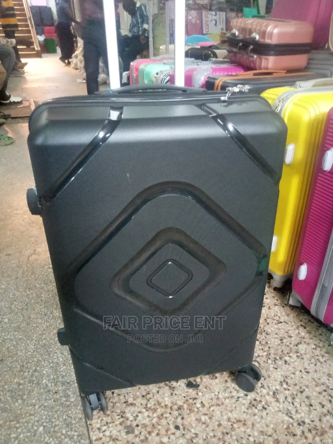 Original Rubber Plastic Suitcases. Large.( Black)