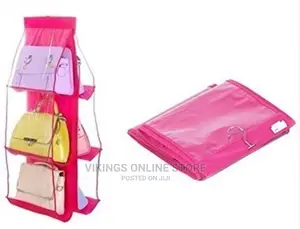 6 Pocket Handbag Storage Hanging Purse Organizer – Pink