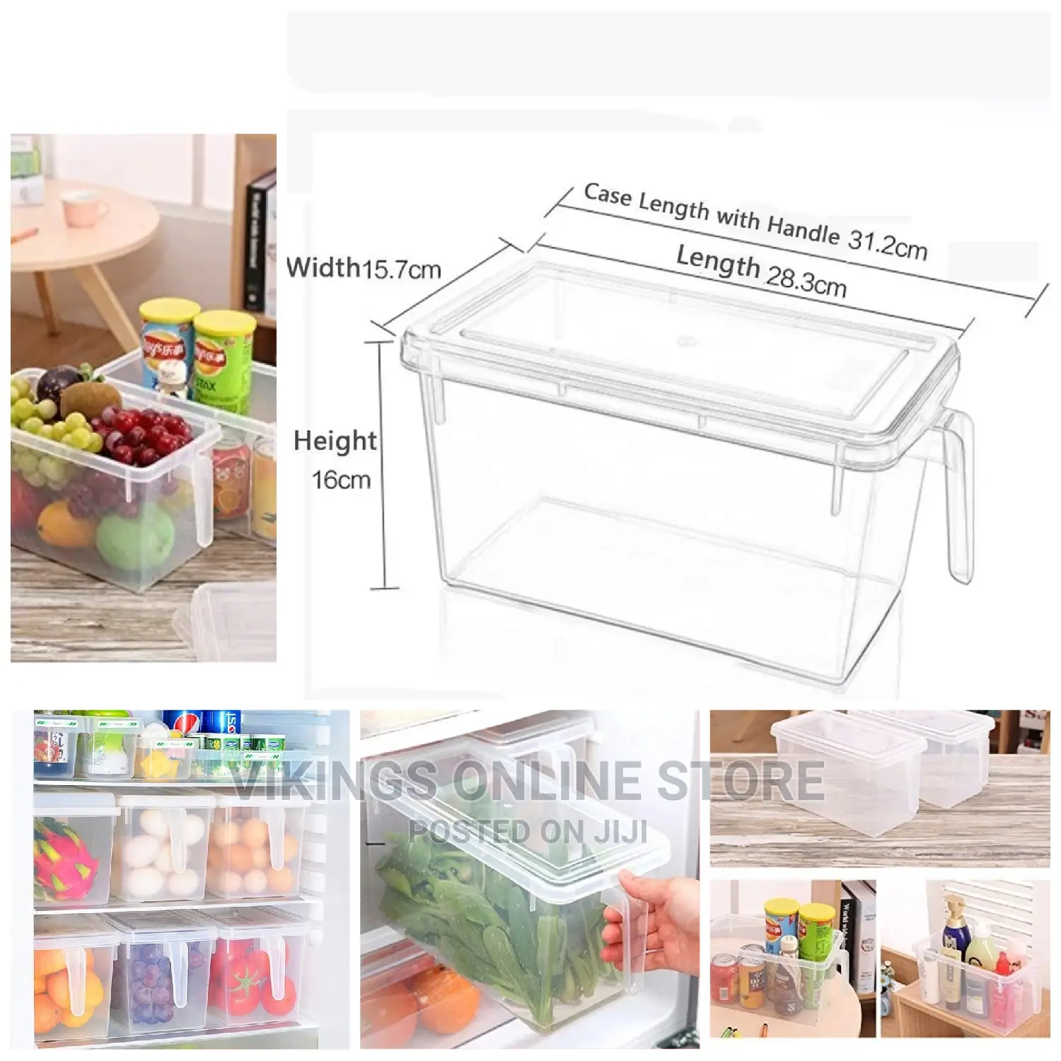 ABS Plastic Fridge Storage Box With Handle Cover Container