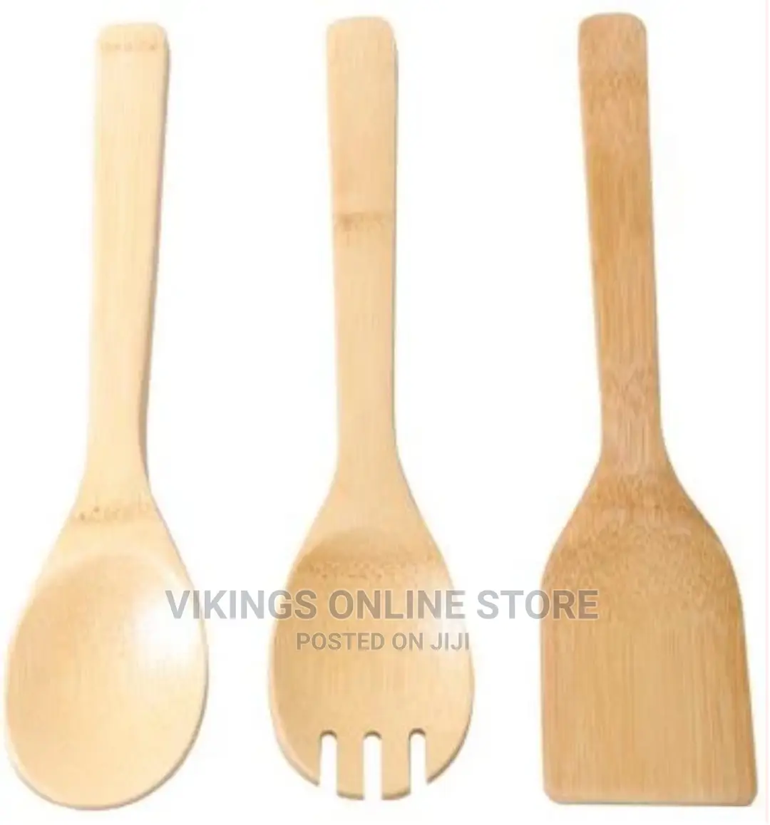 3pcs Bamboo Kitchen Tools Set – Wooden Solid Turner, Spatula