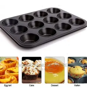 Cupcake Baking Tray 12 Holes Mold – Black