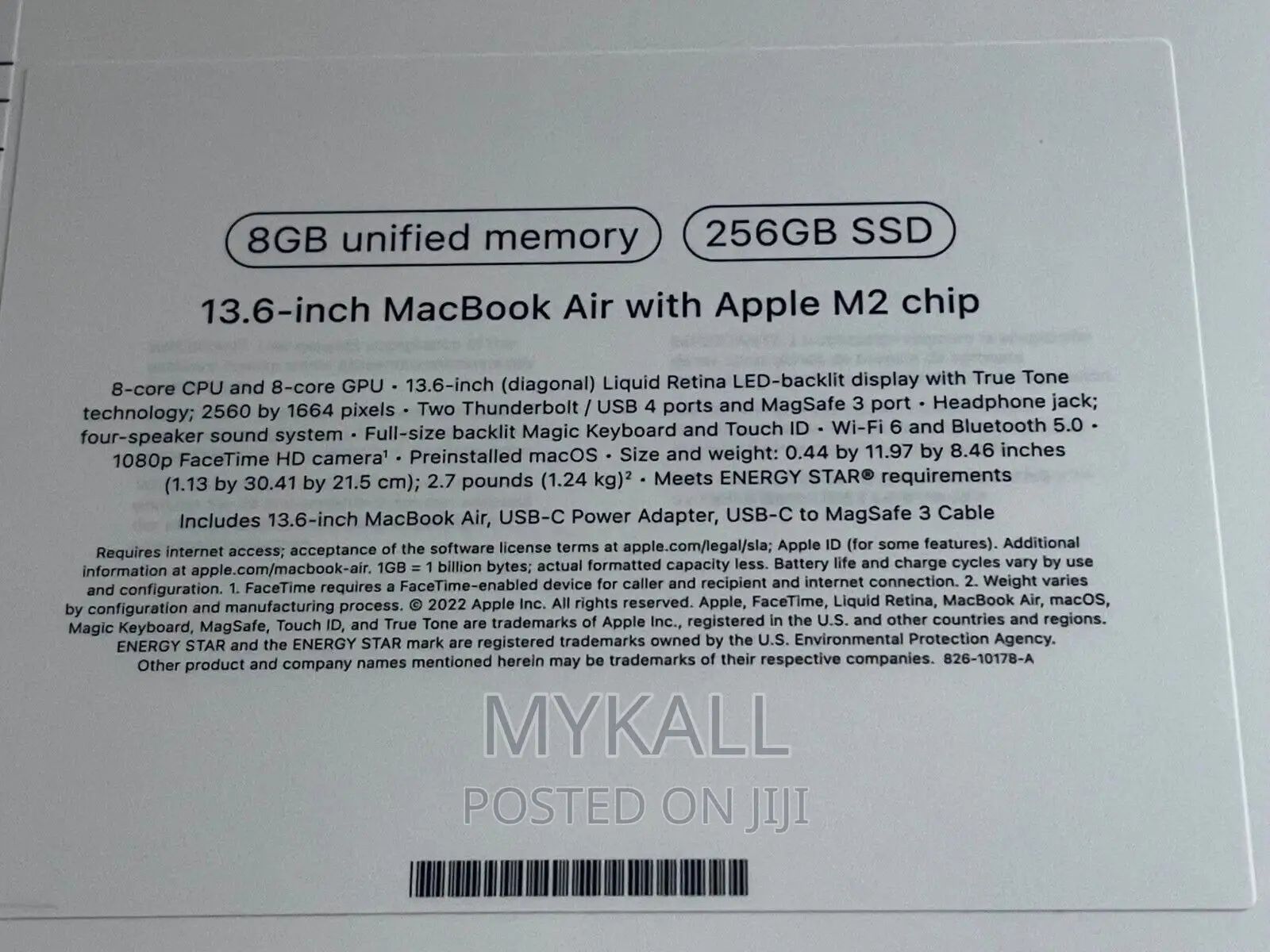 New Laptop Apple MacBook Air 8GB Apple M2 SSD 256GB