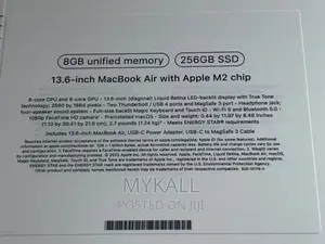 New Laptop Apple MacBook Air 8GB Apple M2 SSD 256GB