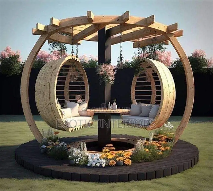 Pergola Shed With Swinging Chair Call