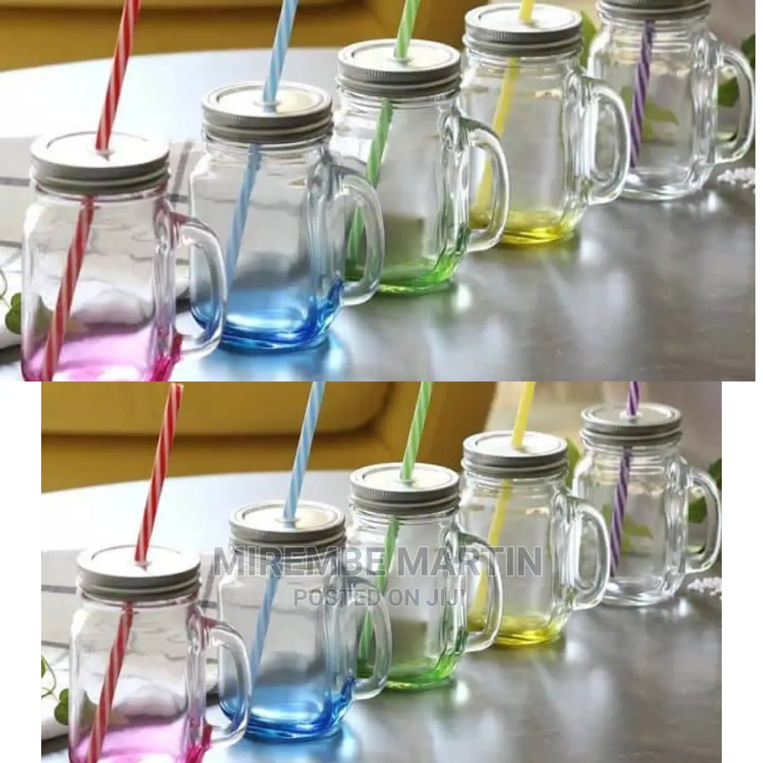 Jar Glass Juice Mugs With Covers