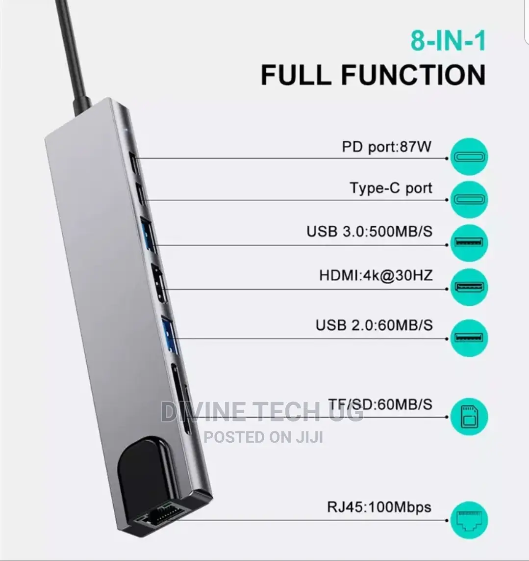 Type C to 8 in 1 Hub - Type C to Different Hubs Usb-C 8 Hub