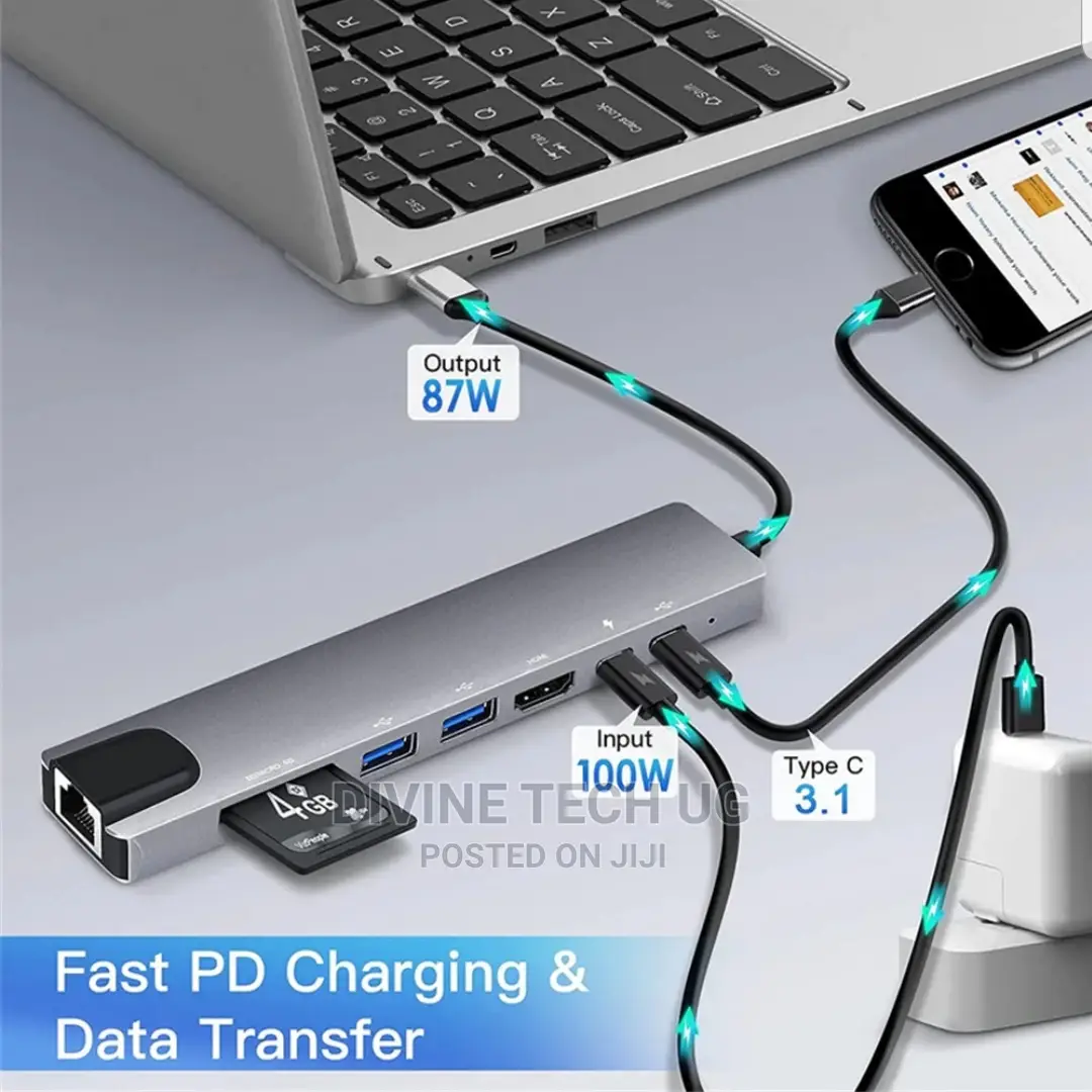 Type C to 8 in 1 Hub - Type C to Different Hubs Usb-C 8 Hub