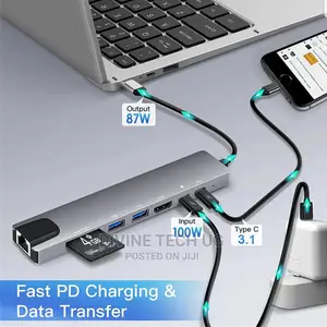 Type C to 8 in 1 Hub - Type C to Different Hubs Usb-C 8 Hub