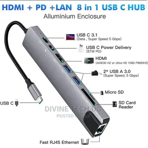 Type C to 8 in 1 Hub - Type C to Different Hubs Usb-C 8 Hub