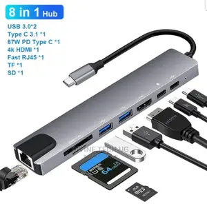 Type C to 8 in 1 Hub - Type C to Different Hubs Usb-C 8 Hub