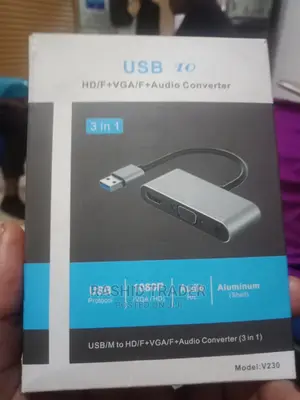 3in 1 Metal Usb to Hdmi-Compatible Vga Converter 1080p