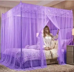 6x6 Steel Flat Topped Luxury Mosquito Net With Stands