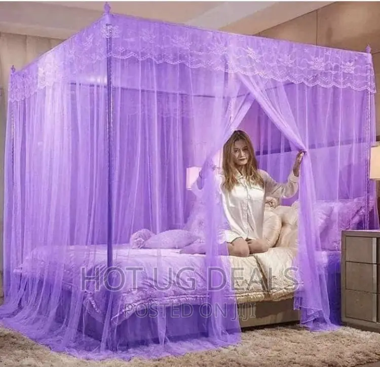 6x6 Steel Flat Topped Luxury Mosquito Net With Stands