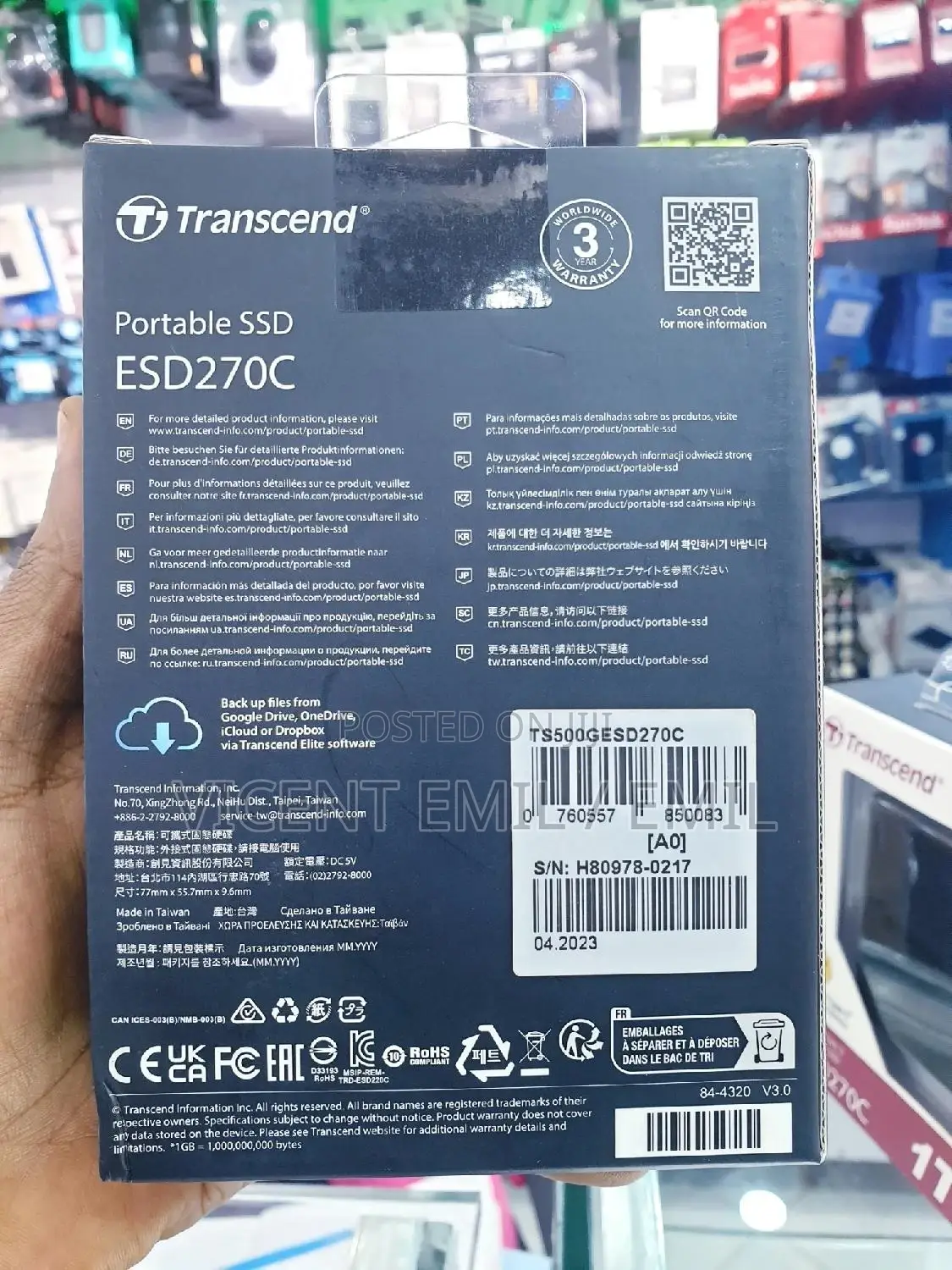 SSD External Harddrive 500GB 2.5 Transcend 16